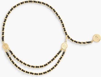 Talbots Draped Leather Chain Belt - Black - Medium Talbots