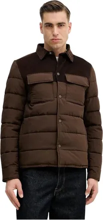Benetton Corduroy Panelled Jacket - Heren - Jassen - Bruin - Maat: S Corduroy