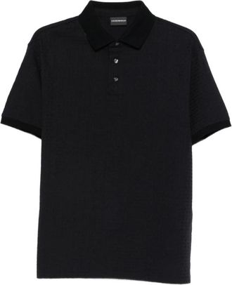 Emporio Armani Polo shirt met textuur - Heren - Polos - Blauw - S - Katoen - Tops