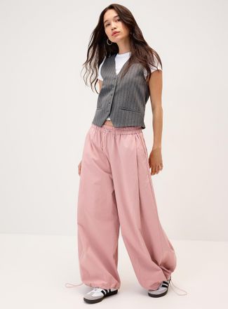 Twik Womens Toggle-waist barrel-leg twill pant