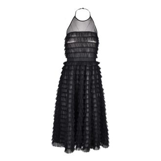 Pinko Ruche Tule Jurk met Ritssluiting - Dames - Casual kleedjes - Zwart - L - Tule - Kleedjes