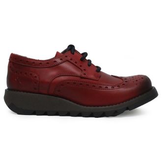 FLY London SIIP362FLY Rug Leather Womens Lace Up Shoes - Red - Size:UK 8