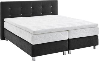 Westfalia Polsterbetten Boxspringbett mit Knöpfen in Kristalloptik, wahlweise mit Topper