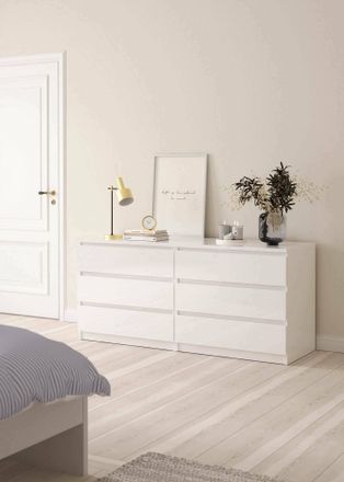 Dmora Dmora - Cajonera Con Seis Cajones, Color Blanco Brillante, 153 X 70 X 50 Cm, Con Embalaje Reforzado