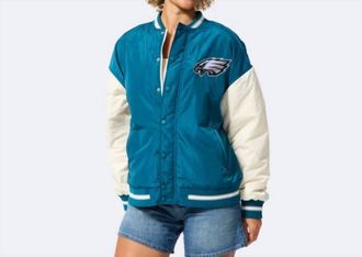 Terez Eagles Bomber Jacket In Eagles Midnight Green And Sugar Swizzle