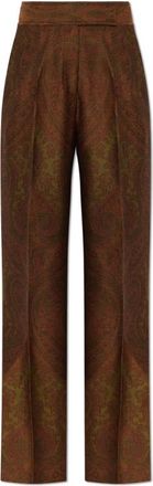 Etro Broek met Patroon en Plooien - Dames - Wijde Broeken - Bruin - XS - Wol - Broeken