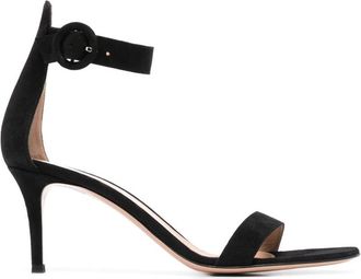 Gianvito Rossi Portofino 70 Sandalen - Dames - Sandalen met hakken - Zwart - 39 EU - Leer - Schoenen