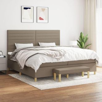 vidaXL Vidaxl - Cama Box Spring Con Colch&oacute;n Tela Gris Taupe 200x200 Cm