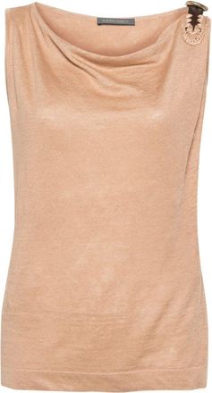 Alberta Ferretti belted-shoulder tank top - women - Linen/Flax - 46 - Neutrals