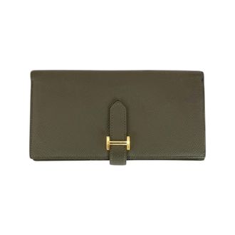 Herm&egrave;s Etoupe Gray Gray Grayish Epsom Leather Long Wallet (Bi-Fold) (Pre-Owned)