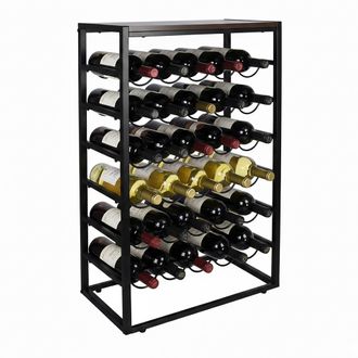 Relaxdays Botellero Relaxdays, 30 Botellas, Industrial, Al X An X F: 88 X 59 X 30 Cm, De Pie, Negro/marr&oacute;n