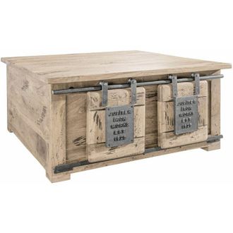 Massivmoebel24 RAILWAY 364 Cassapanca in legno di mango - laccato / sbiancato 90x90x45