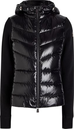 Moncler Logo-appliqu&eacute;d Quilted Shell and Fleece Cardigan - Black - XL (UK16 / XL)