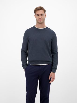 Lerros Strickpullover LERROS Herren Strickpullover in Twist-Struktur, Herren, Gr. XXL, classic navy, 100% Baumwolle, Rundhals, Pullover Strickpullover, Rundh