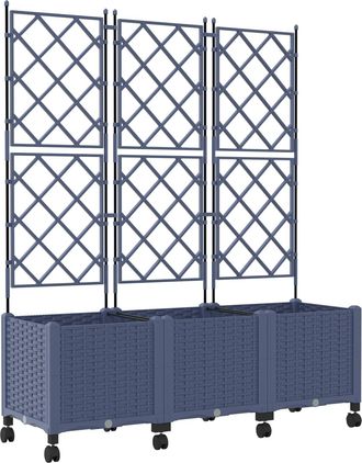 vidaXL Jardinera Con Enrejado Y Ruedas 3 Uds. Gris 120 X 40 X 149 Cm Vidaxl