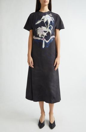 Altuzarra Daisy Lily Print Silk Dress in Black Lily at Nordstrom, Size 12 Us