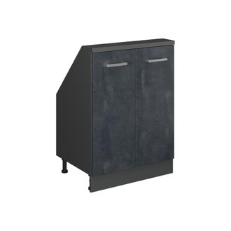 Vicco Armario De Cocina Para Techo Inclinado R-line, Hormig&oacute;n Negro/antracita, 60 Cm Con 2 Puertas, Vicco
