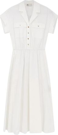 Tory Burch Cotton Poplin Shirtdress - Dames - Shirt Kleedjes - Wit - 2XS - Katoen - Kleedjes