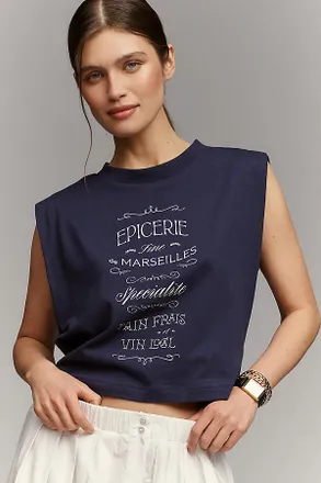 Maeve Cotton Graphic Muscle Tank Top