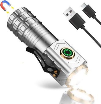 No Brand Linterna Port&aacute;til - Linterna Led Recargable - Linterna - Linterna Magn&eacute;tica - Plateada