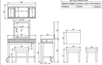 Linon Garbo Cream Vanity Set
