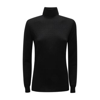 Elisabetta Franchi Dolcevita Wo Textu Turtleneck Trui - Dames - Coltruien - Zwart - M - Wol - Truien & Vesten