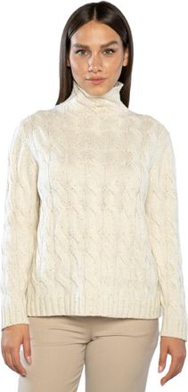 Paolo Fiorillo Ivory Cable-Knit Turtleneck Sweater With Braided Pattern