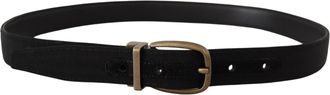 Dolce & Gabbana Mens Black Grosgrain Leather Bronze Metal Belt