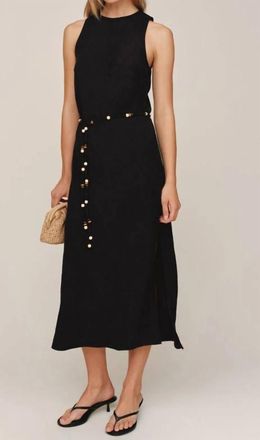 Bella Dahl Bias Midi Dress With Beaded Belt In Black