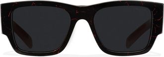 Prada triangle logo square-frame sunglasses - men - Acetate - One Size - Black