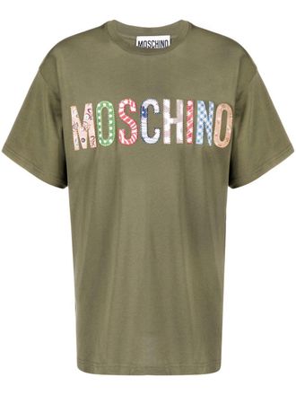 Moschino logo-appliqu&eacute; T-shirt - Green