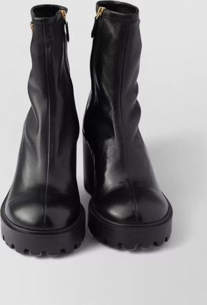 Prada leather platform ankle boots