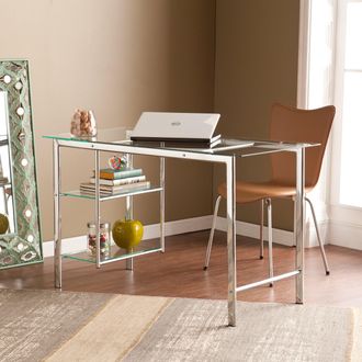 SEI Oslo Chrome Glass Desk
