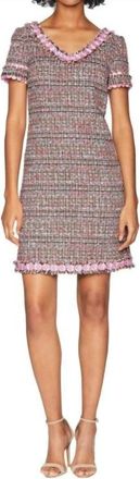 Moschino Tweed Fringe Sheath Mini Dress In Pink