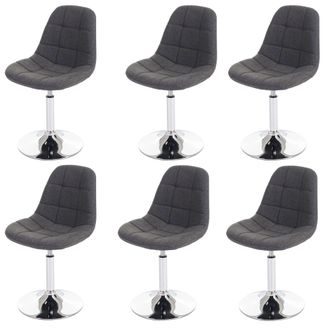 Hhg Hhg - Nunca Usado] Lote De 6 Sillas De Comedor 452, Silla Giratoria, Cromo, Textil Gris Claro