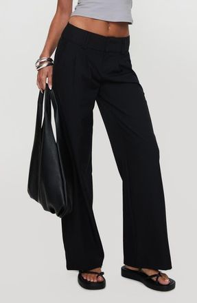 Princess Polly Two Lovers Low Rise Straight Leg Pants in Black at Nordstrom, Size 12