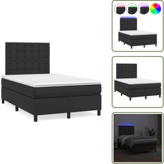 vidaXL Letto in similpelle - vidaXL Letto a Molle con Materasso e LED Nero 120x190 cm in Similpelle - Letto con testiera regolabile