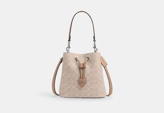 Coach Womens Rowan Bucket Bag in Beige | PVC