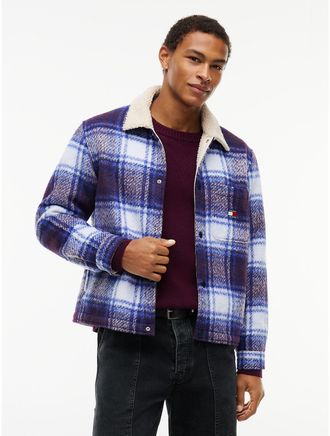 Tommy Hilfiger Mens Tommy Jeans Brushed Check Shirt Jacket - Dark Blue - XXL