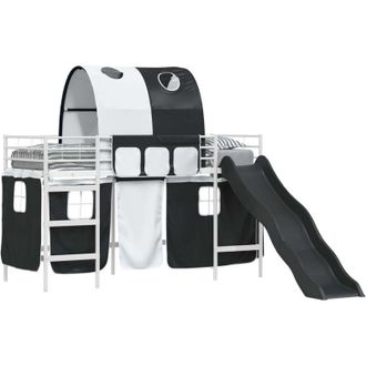 vidaXL KidsLoft Bed Frame White and Black 74.5 x 190 cm Metal vidaXL