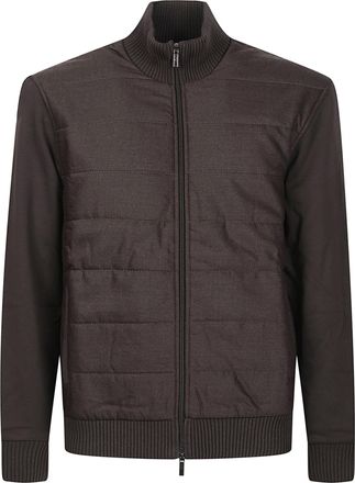 Fay Zip Quilted Panel Cotton Zip-Up Jacket