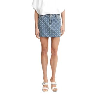 Michael Kors Rokken, Dames, Blauw, S, Denim, Empire Diamond Print Denim Rok