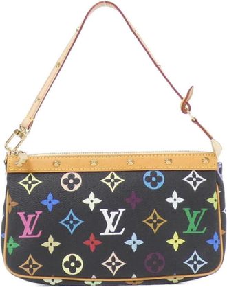 Louis Vuitton Black Coated Canvas Pochette Pouch (Pre-Owned)