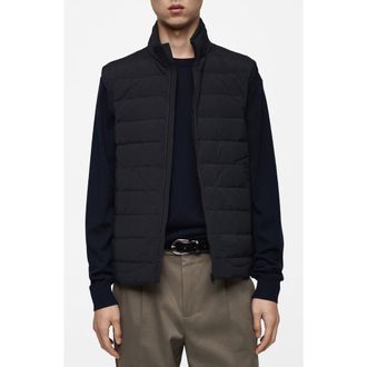Mango Quilted Down Vest in Dark Navy at Nordstrom, Size X-Small
