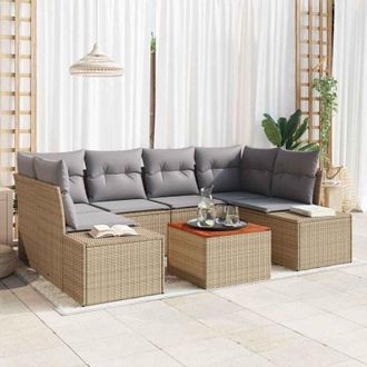 vidaXL Conjunto De Sof&aacute; De Jard&iacute;n 7 Pcs Beige, Gris Claro Vidaxl