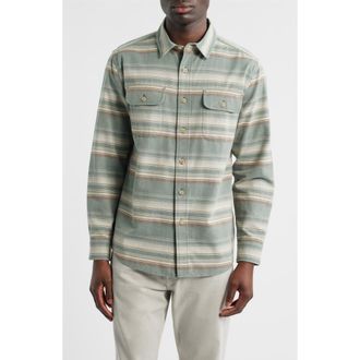 Pendleton Beach Shack Stripe Brushed Cotton Button-Up Shirt in Teal Stripe at Nordstrom, Size Xx-Large