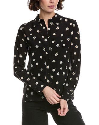 Alice & Olivia Alice + Olivia Willa Placket Silk Top