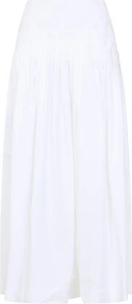 Lanvin Basque Midi Rok - Dames - Midirokken - Wit - S - Katoen - Rokken