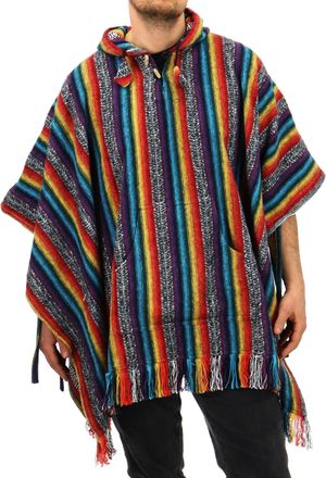 Loud Elephant 100% Woven Gheri Cotton Mexican Style Hooded Poncho Unisex One Size For Men Women Lounging Warm Cold Water Robe Cover Change Rainbow