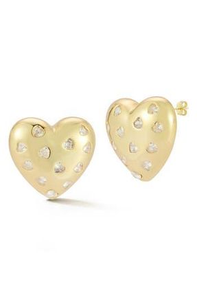 Glaze Jewelry Cubic Zirconia Heart Stud Earrings in Gold at Nordstrom Rack